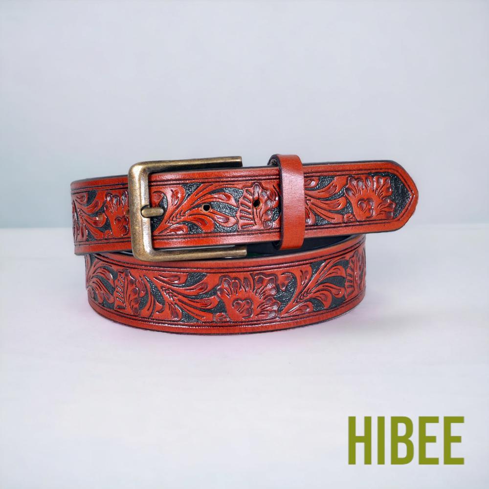 FLORAL TOOLED LEATHER BELT