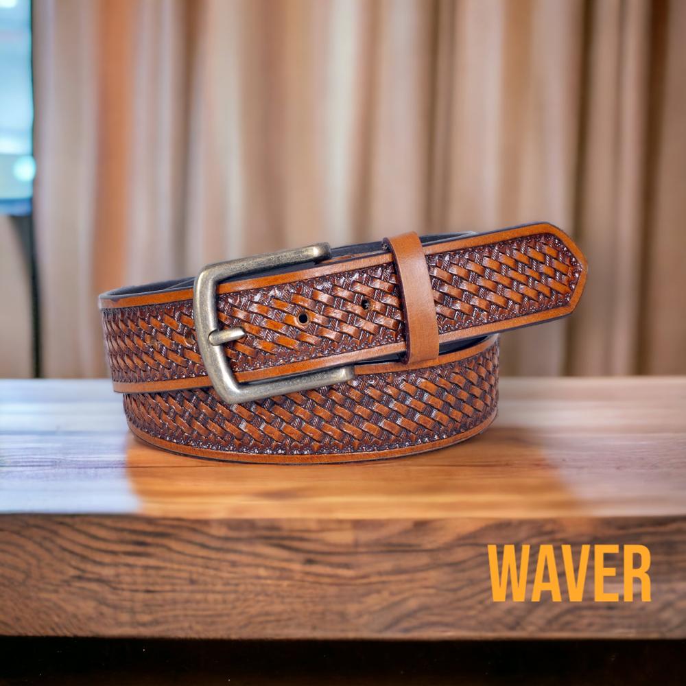 FLORAL TOOLED LEATHER BELT