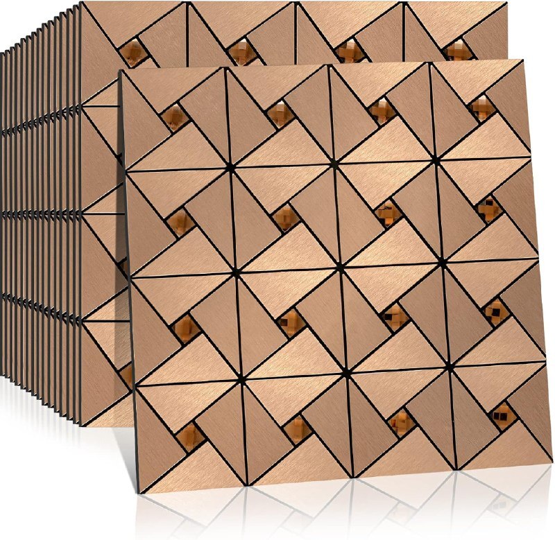 Copper Mosaic Self Adhesive Wall Panel - Material: Pvc