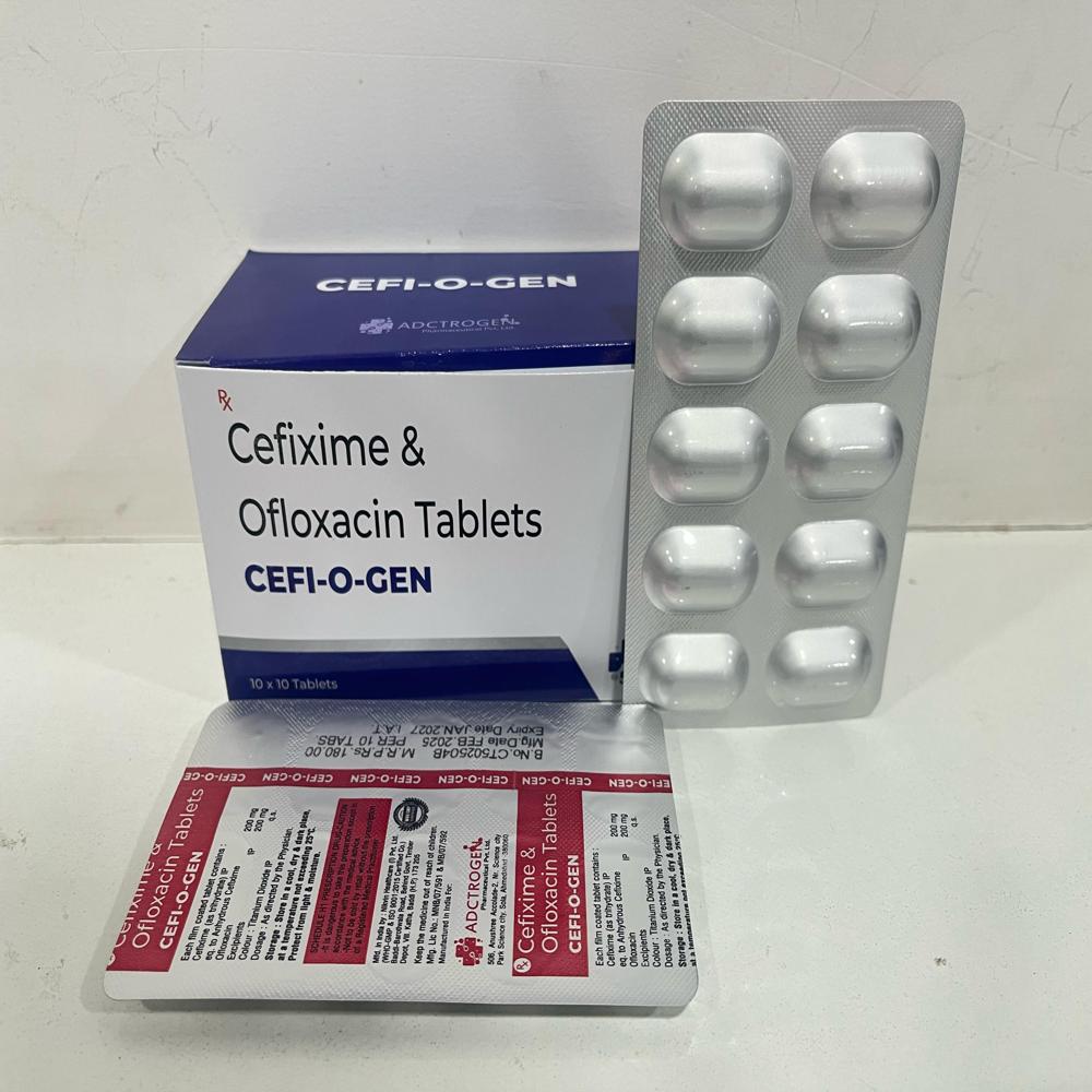 Cefixime And Ofloxacin Tablets - 500 Mg Dosage, 10 X 10 Pieces Pack | Suitable For All, Store In Dry Place, Effective For Bacterial Infections