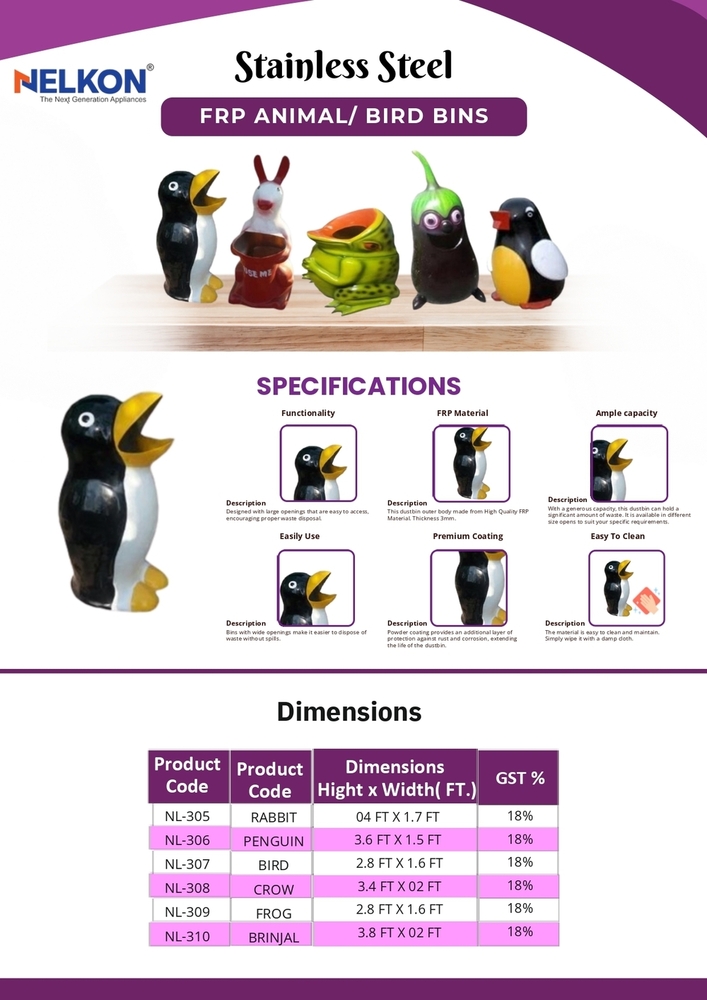 FRP Crow Shape Animal Dustbin