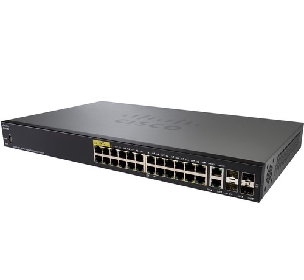 Cisco Sg350-28p 28-port Gigabit Poe Managed Switch - Cable Length: Depends On Ethernet Cable Up To 100 Meters (Cat5e/cat6) Meter (M)