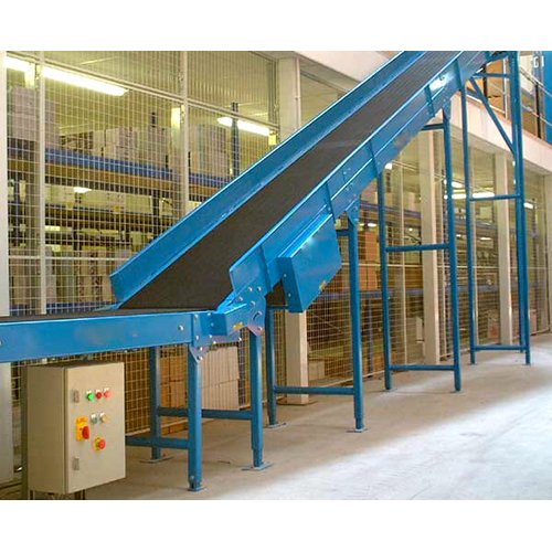 Inclined Belt Conveyor - Color: Blue Paint Coated