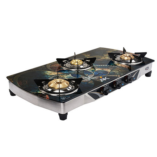AK 3002 Designer Three Burner Glass Top Gas Stove