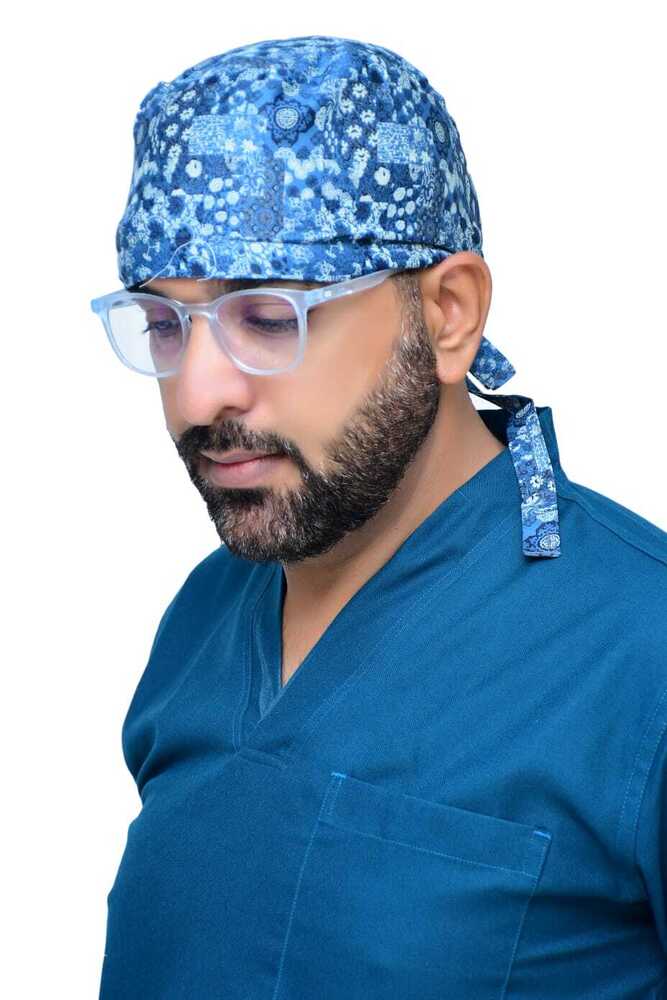 Surgeon Cap - Non Woven Material, Standard Size, Blue Color | Jointless Forehead Sweatband, Ultra Comfortable Fit, Elastic Design