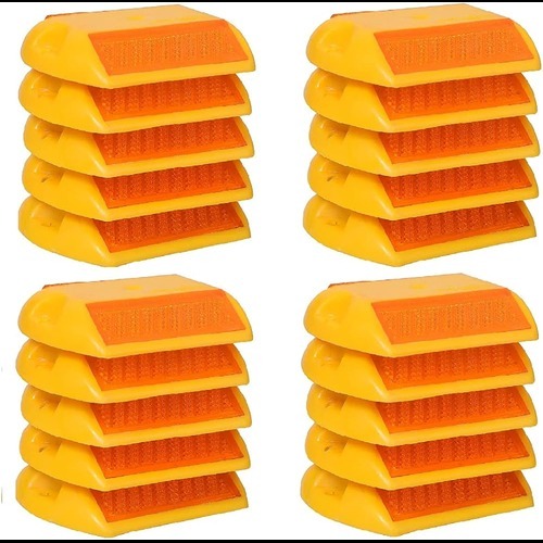 V50 Vertex Plastic Road Studs - Abs Plastic, 100 X 100 X 20 Mm, Yellow | Automatic Function, 10-year Warranty, High Visibility Safety Solution