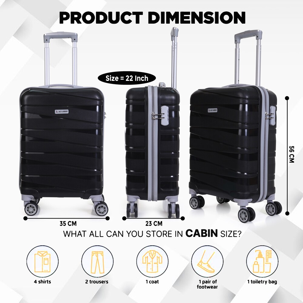 Black cabin travel trolley bag