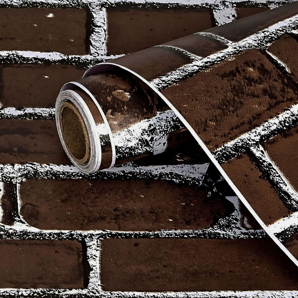 PVC Brown Brick Peel Off Stickers WallPaper for Wall Decor Self-Adhesive