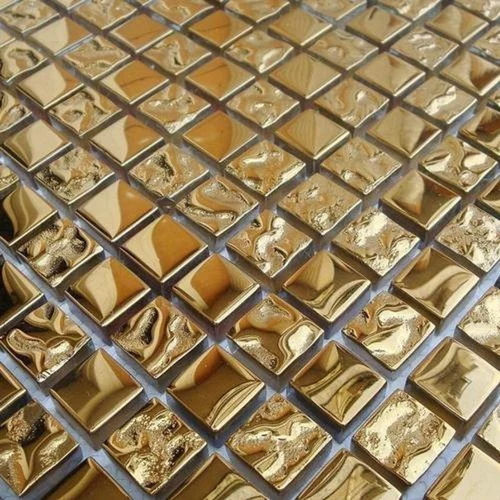 Wall Cladding Golden Metal Mosaic Tiles - Color: Gold