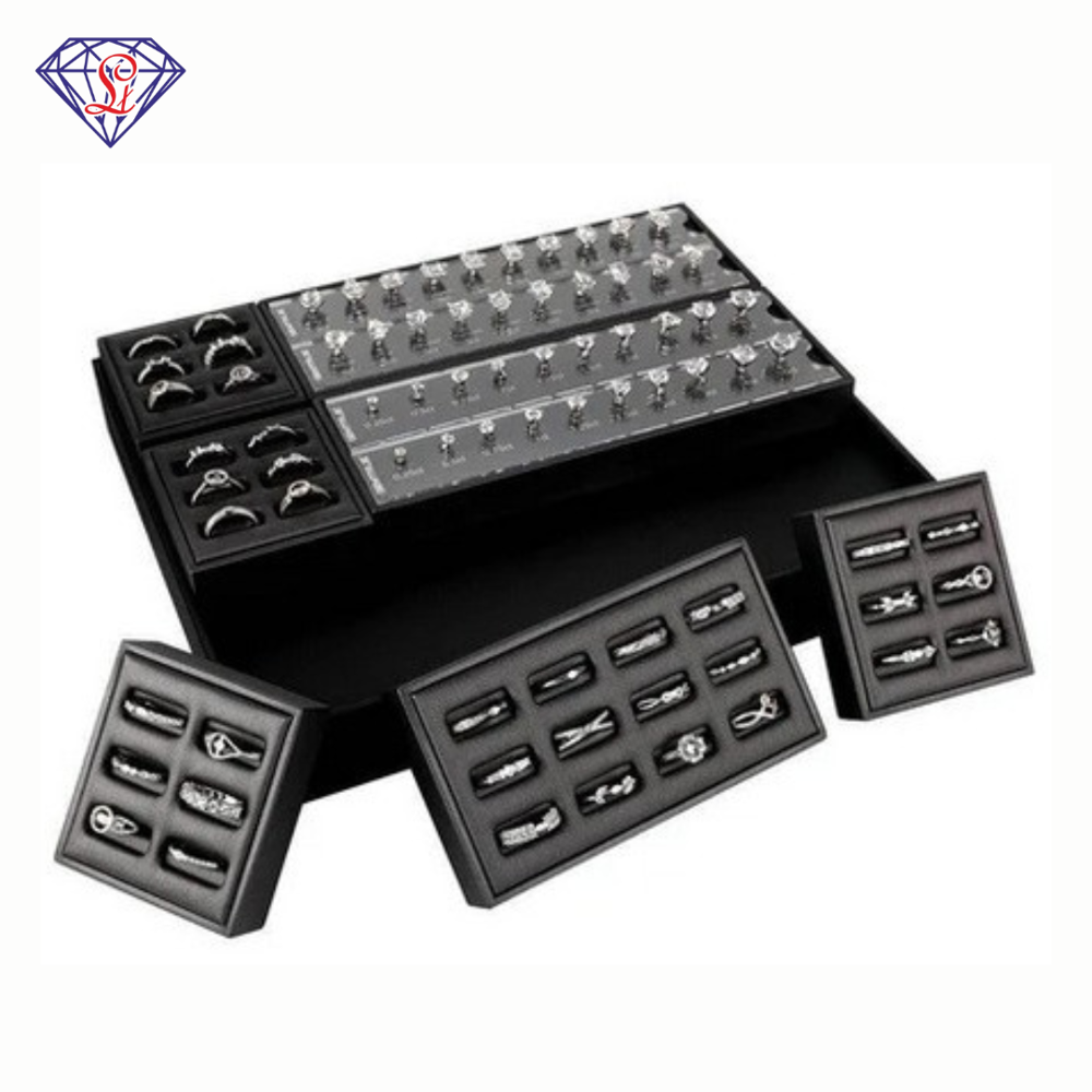 Magnetic Diamond Ring Selector & Display Set - Color: Black