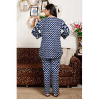 Ladies Blue Cotton Co-Ord Set