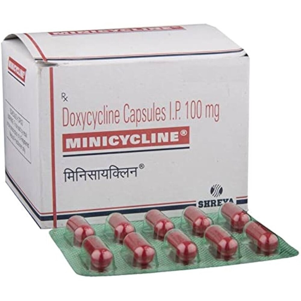 Minicycline Doxycycline 100mg Capsules - 100 Mg Dosage, Broad-spectrum Antibiotic For Bacterial Infections, Effective Acne Treatment