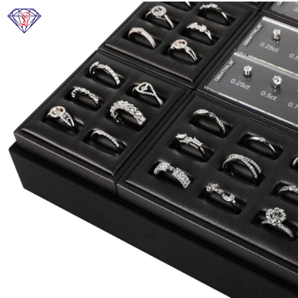 Magnetic Diamond Ring Selector & Display Set - Color: Black