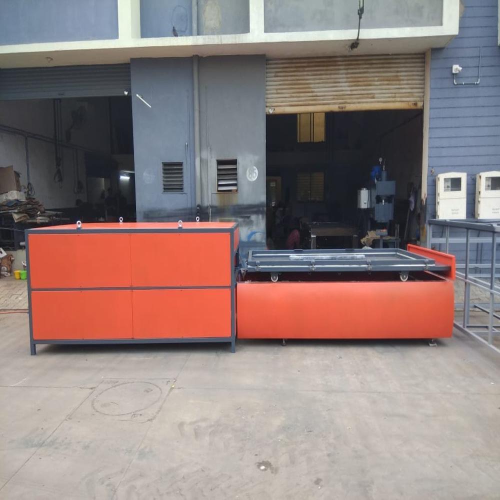 Single Trolley Vacuum Membrane Press Machine - Color: Orange Paint Coated