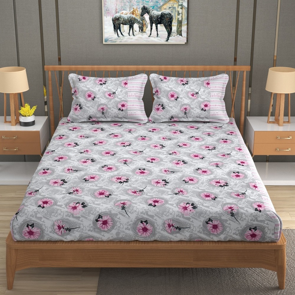 Heavy Glace Cotton ELASTIC FITTED Bed Sheet