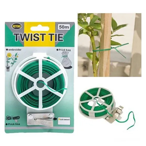 Green Twist Tie Wire With Cutter