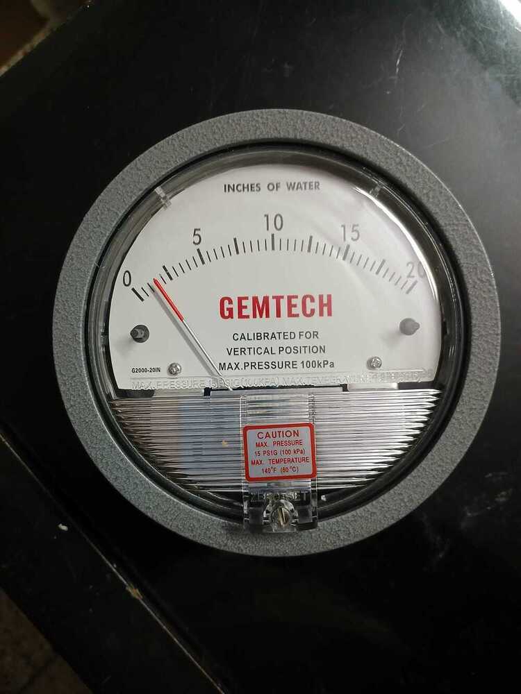 Gemtech Differential Pressure Gauge Range 0-15 Inch Wc