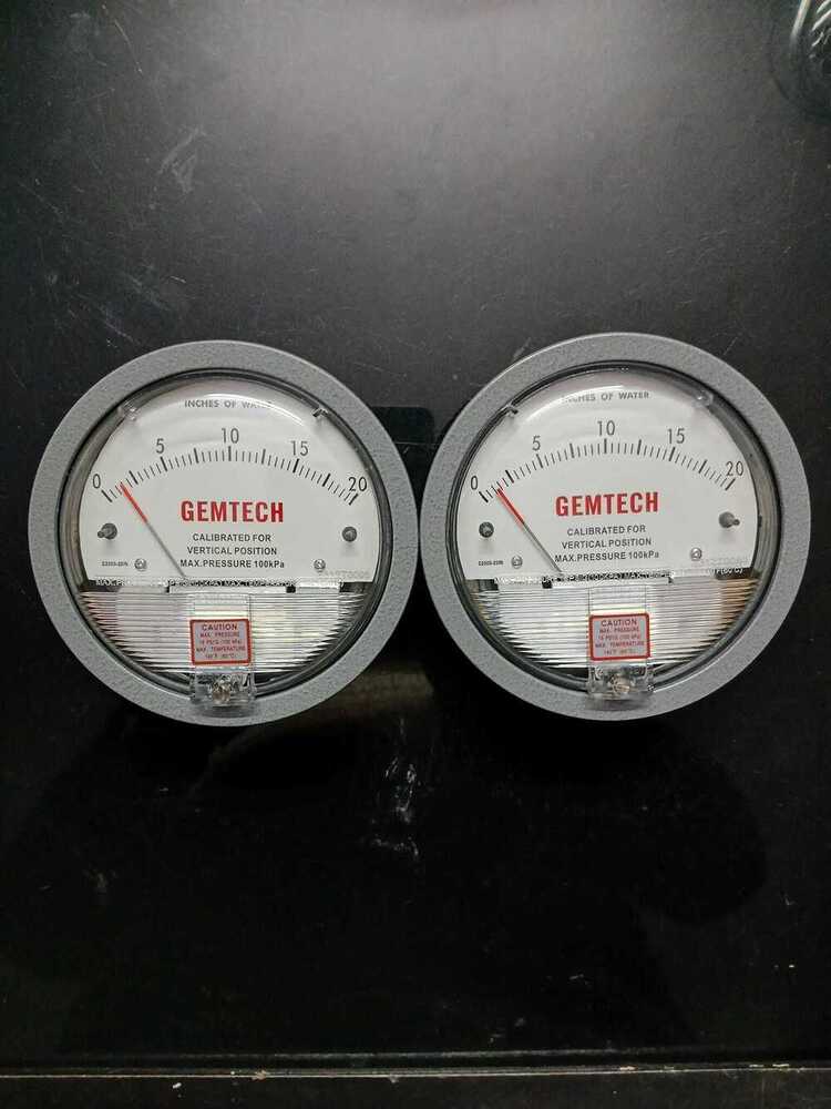 Gemtech Differential Pressure Gauge Range 0-15 Inch Wc