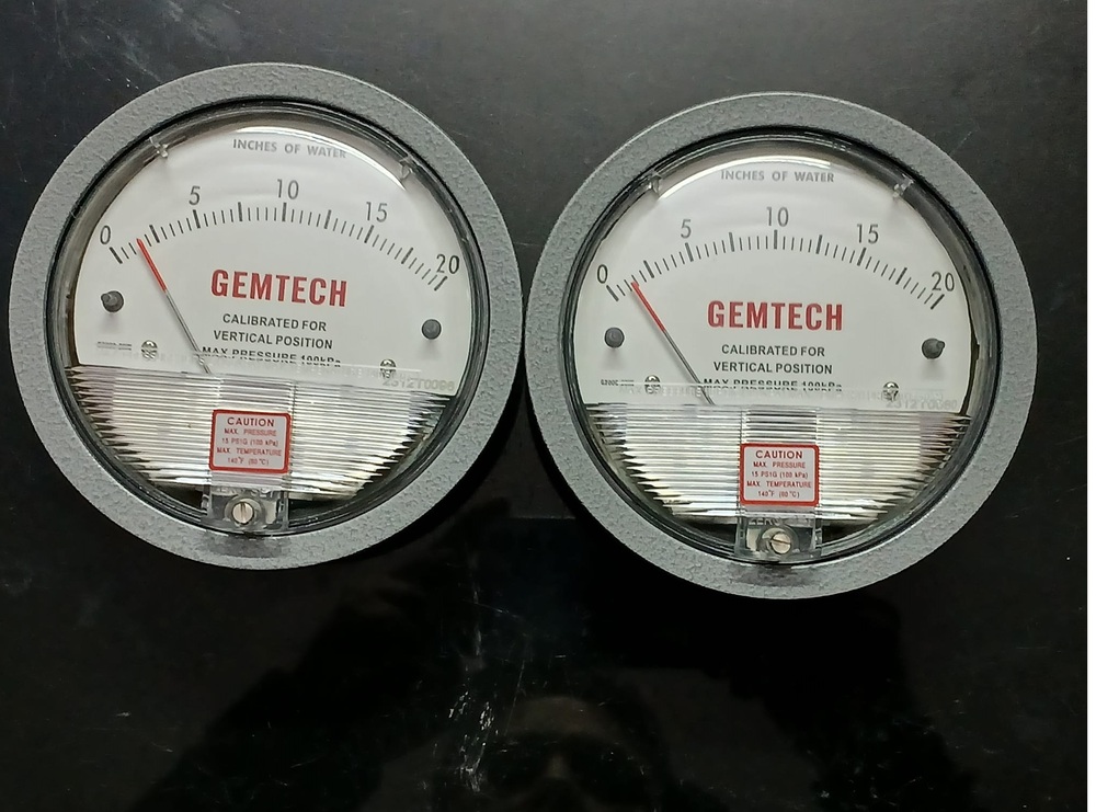 Gemtech Differential Pressure Gauge Range 0-15 Inch Wc