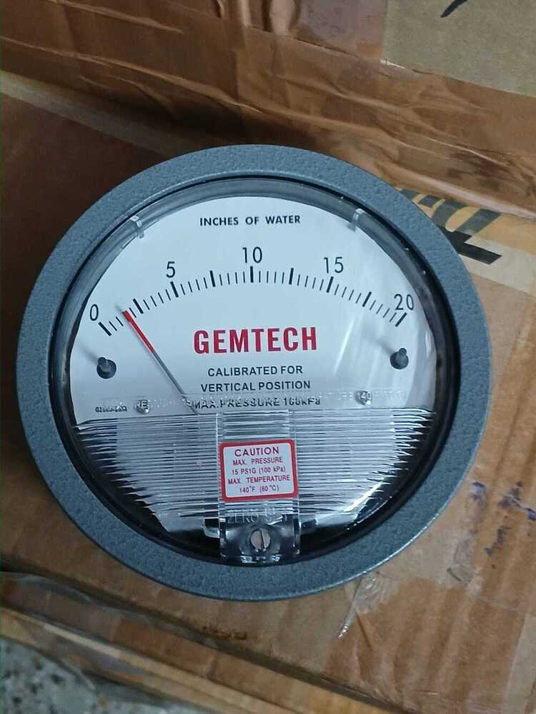 Gemtech Differential Pressure Gauge Range 0-15 Inch Wc