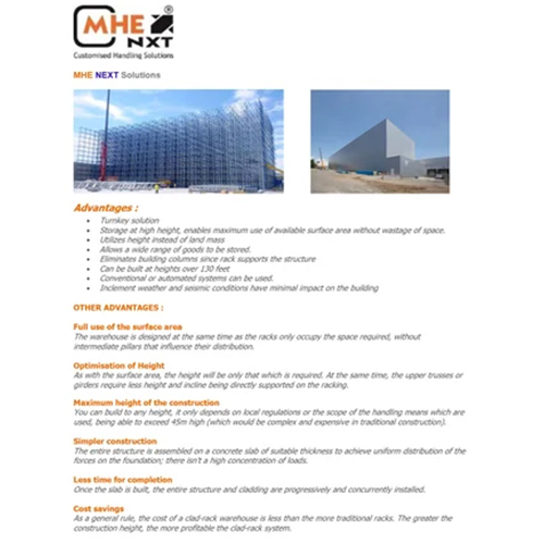 Self supported Rack Clad Warehouse