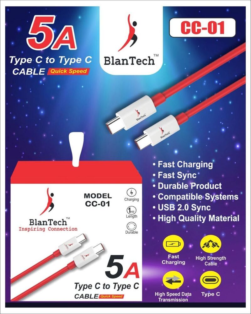 Blantech 75W Type C To Type C Cable - Battery Backup: 7-8 Hours