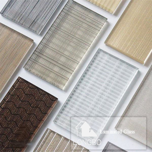 Customized Design Fabric Laminated Glass for Glass Partition - Solid Glass, 5mm + 0.76 PVB + 5mm, Clear/Milky White/Euro Grey Colors, Smooth Finish
