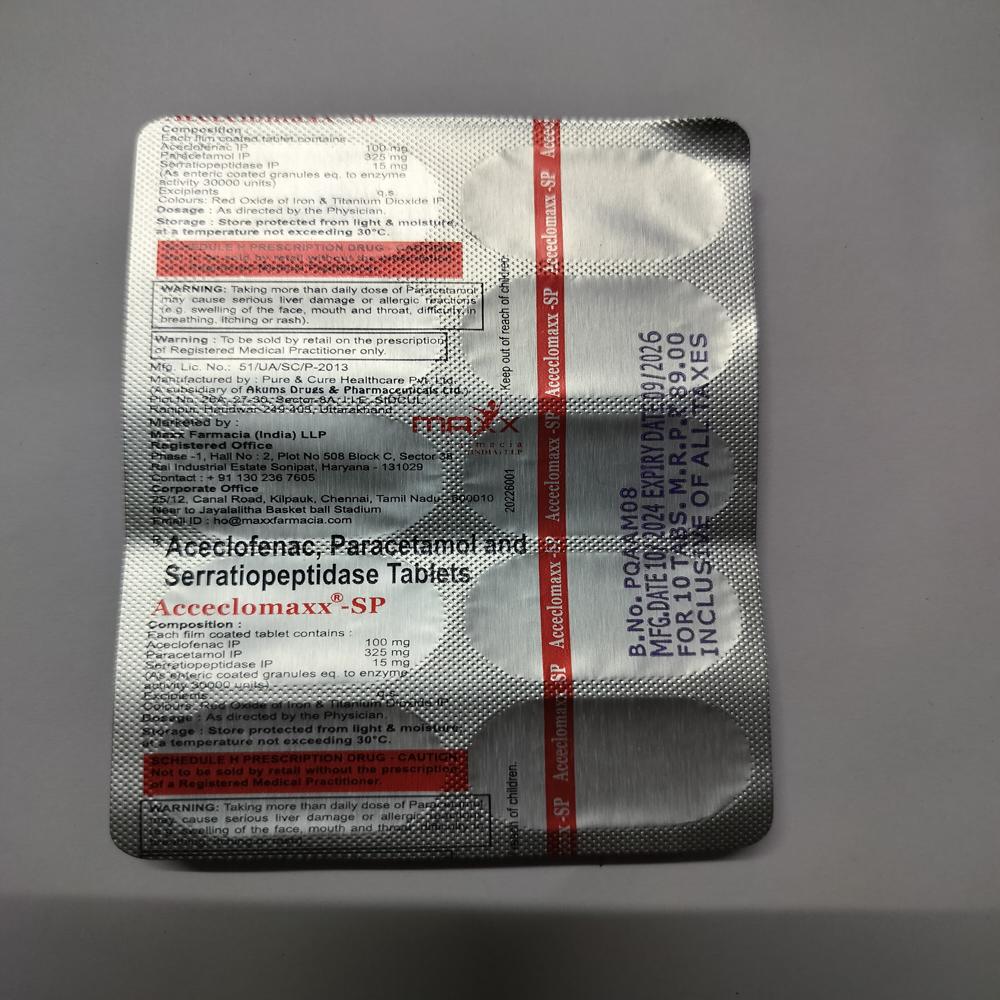 Acceclomaxx Sp Tab - Combined Relief For Muscle And Joint Pain | Effective For Rheumatoid Arthritis, Ankylosing Spondylitis, Osteoarthritis