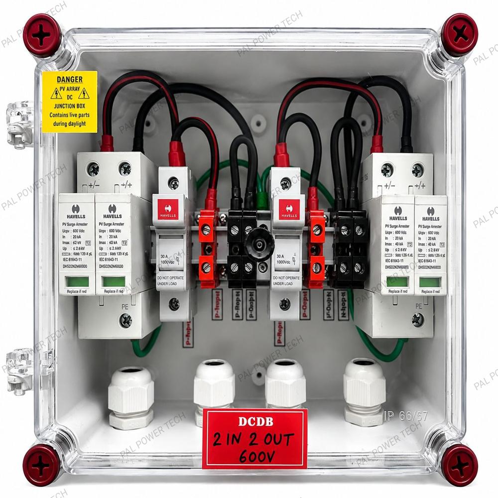 2 In 2 Out 600V Havells With 2 Spd Solar Dcdb - Color: White