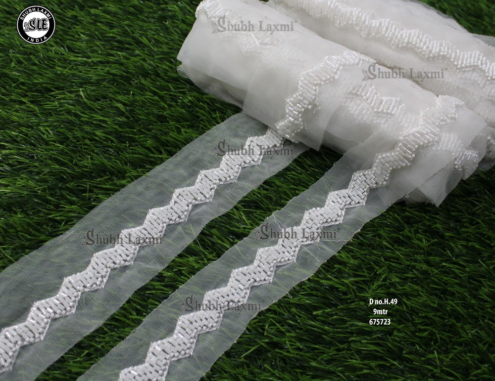 white cutdana lace