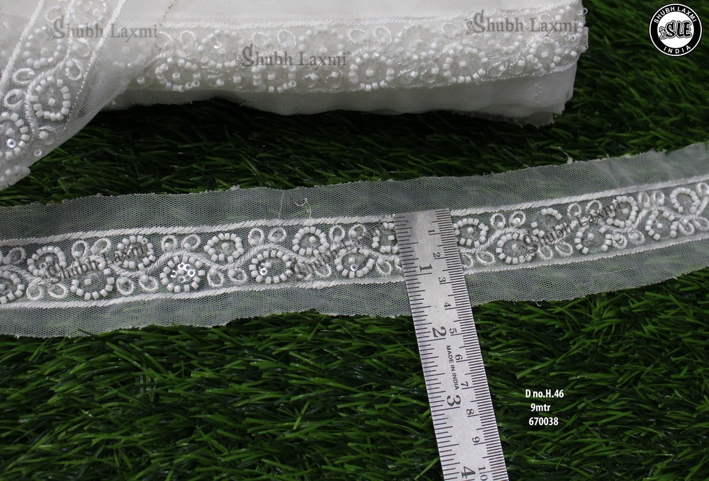 fancy white & cutdana lace