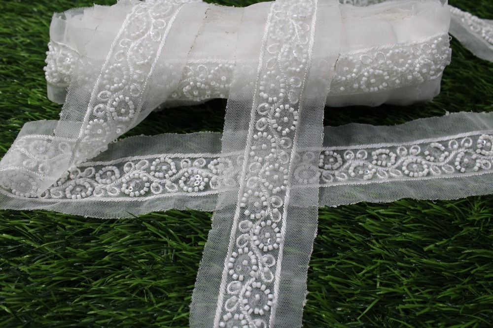 fancy white & cutdana lace