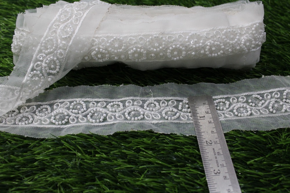 fancy white & cutdana lace