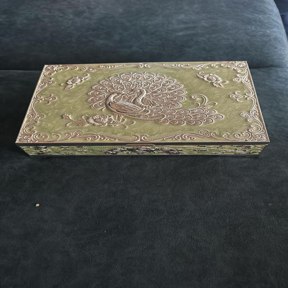 Silver Plated Peacock Dry Fruit Box(big) - Finishing: Glossy Lamination