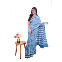Handblock Printed Cotton Mulmul Saree