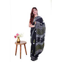 Handblock Printed Cotton Mulmul Saree