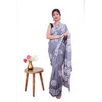 Fancy Batik Cotton Mulmul Saree - Color: Grey