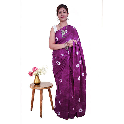 Fancy Tye And Dye Shibori Cotton Mulmul Saree
