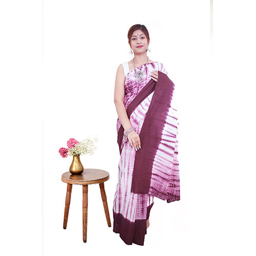 Partywear Tye And Dye Shibori Cotton Mulmul Saree
