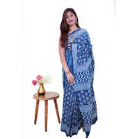 Indigo block print sarees