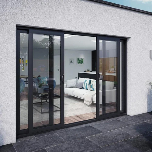 Black Aluminium Sliding Door - Coating Type: Powder Coated
