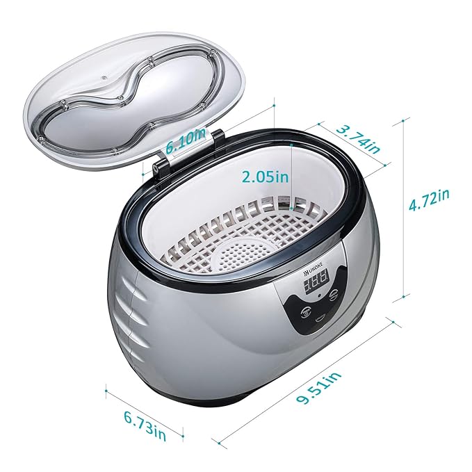 Digital Ultrasonic Machine - Plastic, 21x14x15 Cm, White | Timer Setting Up To 180 Seconds, Ideal For Jewelry And Industrial Parts Cleaning