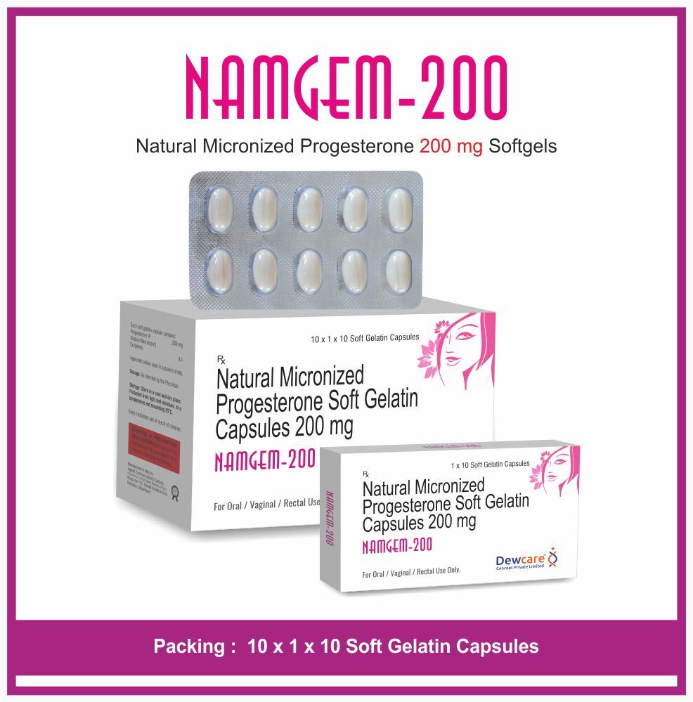 NAMGEM 200 SOFTGELS - Micronized Progesterone IP 200mg , Softgel Formulation for Enhanced Hormonal Support and Bioavailability