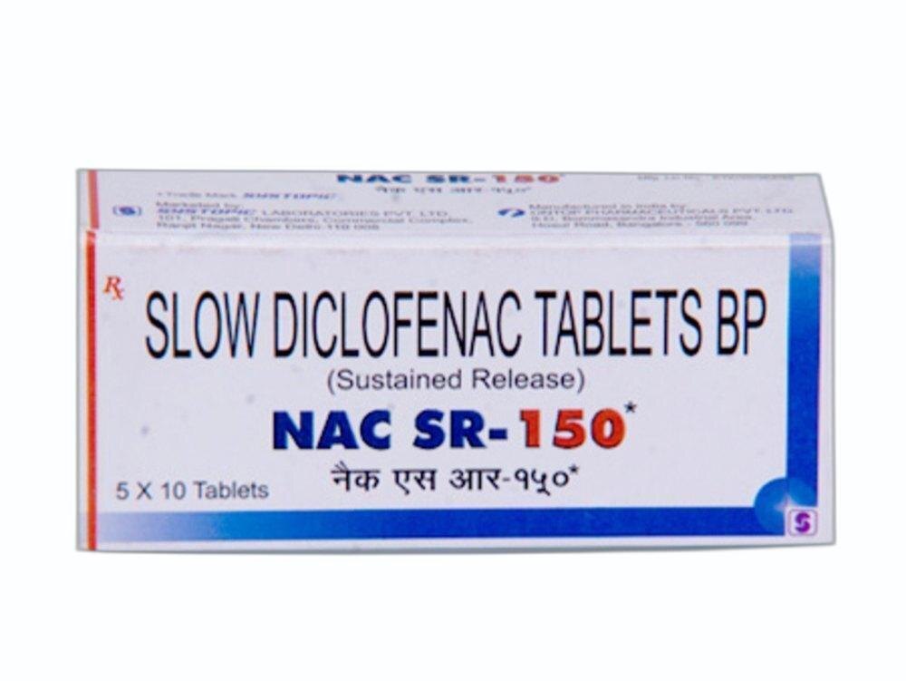 Slow Diclofenac Tablets Bp Nac Sr-150 Mg Tablets
