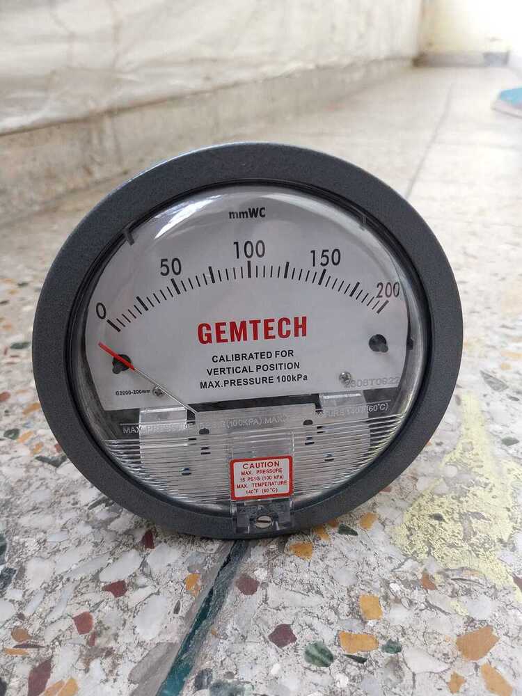 G2000-100 Mm Wc Gemtech Differential Pressure Gauge - Accuracy: A A 2% (-Ha Model A A 1) Of Fs (A A 3% (-Ha A A 1.5%) On -0