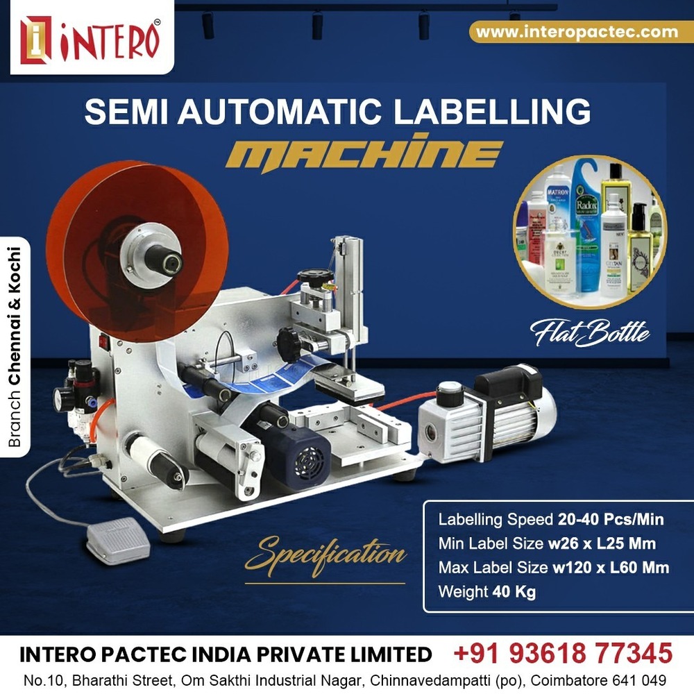 SEMI AUTOMATIC FLAT BOTTLE LABELLING MACHINE