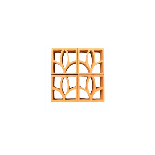 Terracotta Solid Clay Jali - Color: Red