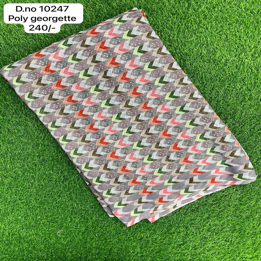 Poly Georgette Multicolor Fabric - 44 Inches Width, 150 Gsm Weight | Viscose Chiffon, Chevron Pattern, Ideal For Ethnic Sarees & Stylish Attire