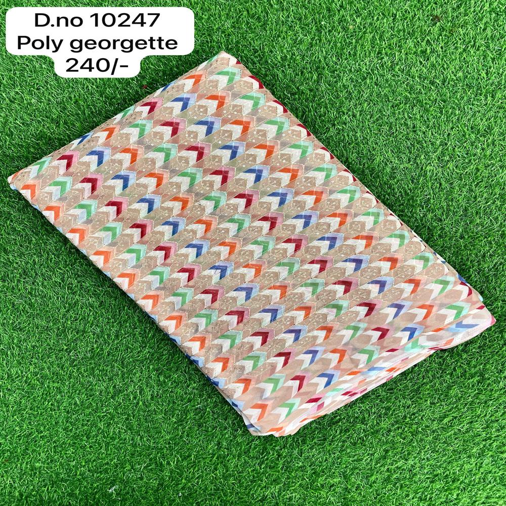 Poly Georgette Multicolor Fabric - 44 Inches Width, 150 Gsm Weight | Viscose Chiffon, Chevron Pattern, Ideal For Ethnic Sarees & Stylish Attire