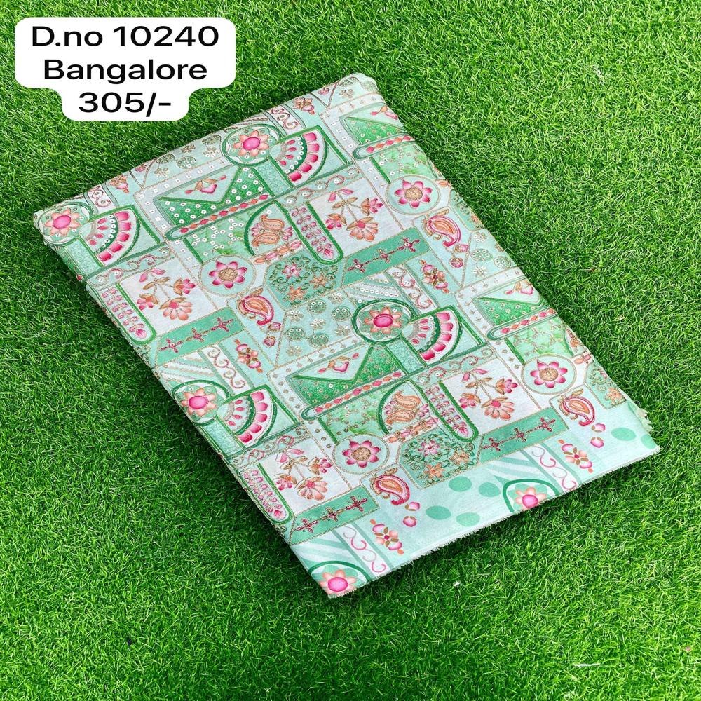 Lightweight Printed Bangalore Fabric - Viscose Chiffon, Grey & Sky & Cream Colors | Fancy Digital Printed & Ethnic Saree For Daily Wear